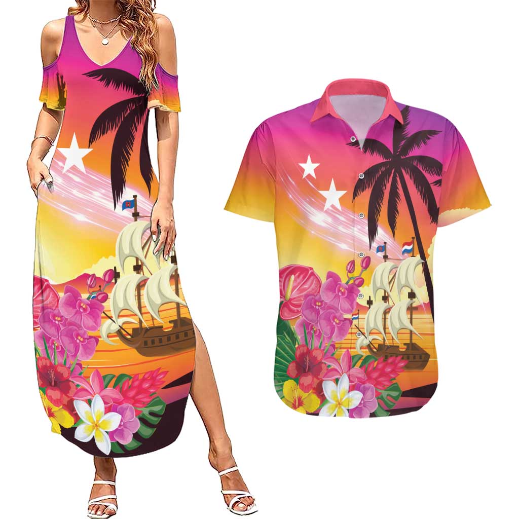 Curacao Football Custom Couples Matching Summer Maxi Dress and Hawaiian Shirt Come On La Familia Azul