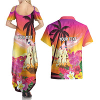 Curacao Football Custom Couples Matching Summer Maxi Dress and Hawaiian Shirt Come On La Familia Azul