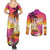 Curacao Football Custom Couples Matching Summer Maxi Dress and Long Sleeve Button Shirt Come On La Familia Azul