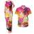 Curacao Football Custom Couples Matching Tank Maxi Dress and Hawaiian Shirt Come On La Familia Azul