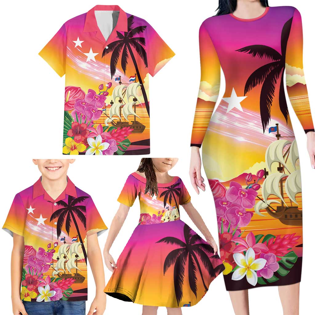 Curacao Football Custom Family Matching Long Sleeve Bodycon Dress and Hawaiian Shirt Come On La Familia Azul