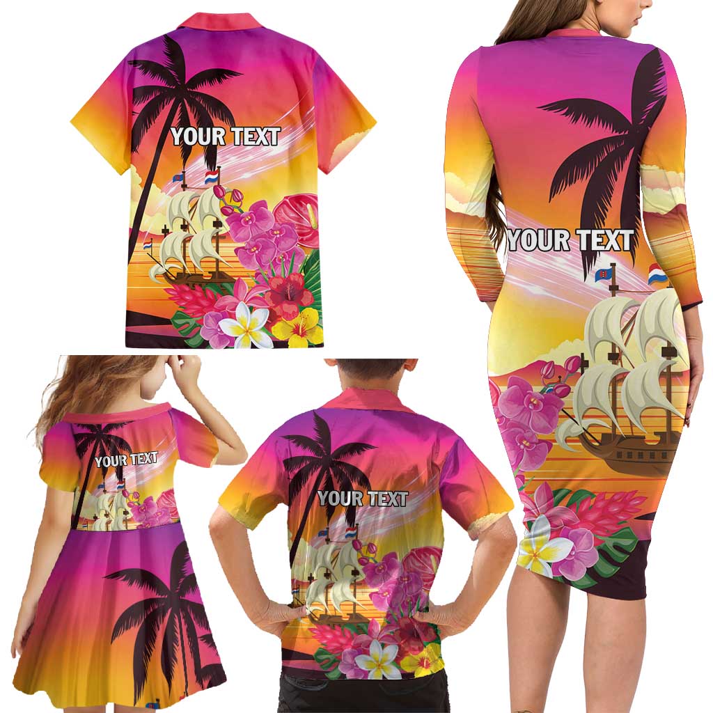 Curacao Football Custom Family Matching Long Sleeve Bodycon Dress and Hawaiian Shirt Come On La Familia Azul