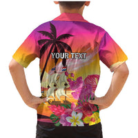 Curacao Football Custom Family Matching Mermaid Dress and Hawaiian Shirt Come On La Familia Azul