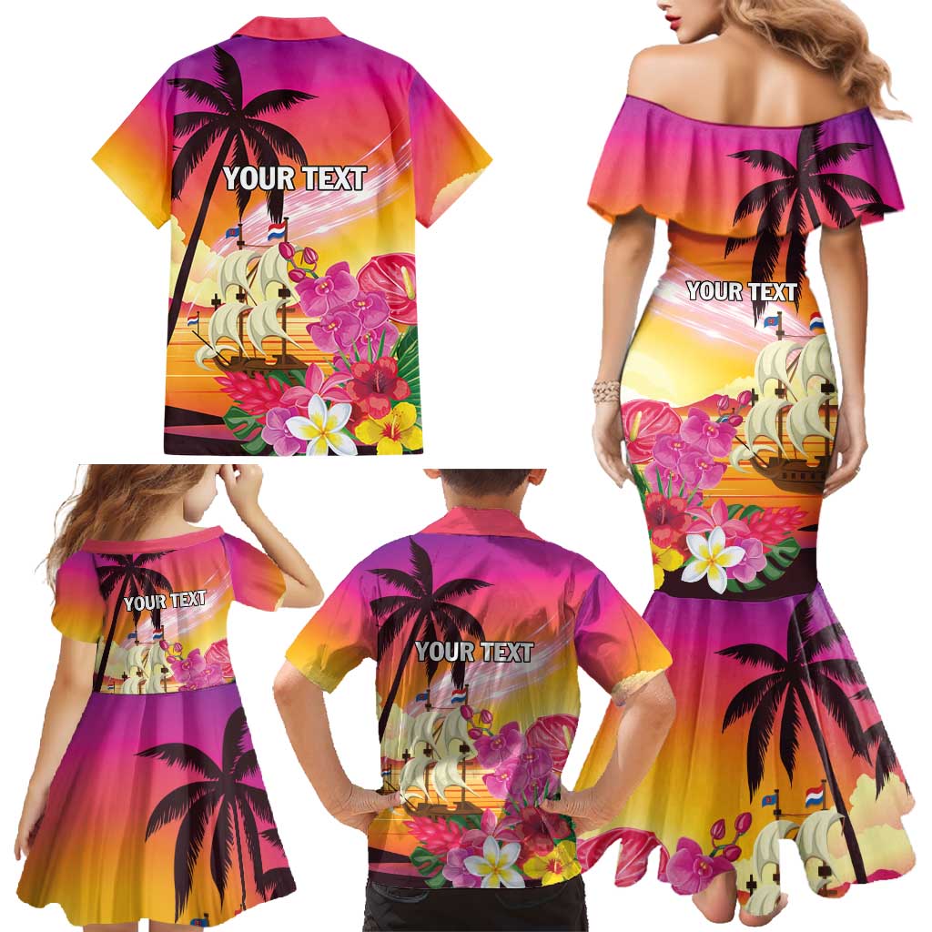 Curacao Football Custom Family Matching Mermaid Dress and Hawaiian Shirt Come On La Familia Azul