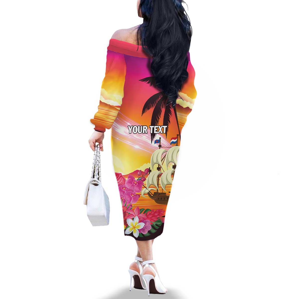 Curacao Football Custom Family Matching Off The Shoulder Long Sleeve Dress and Hawaiian Shirt Come On La Familia Azul