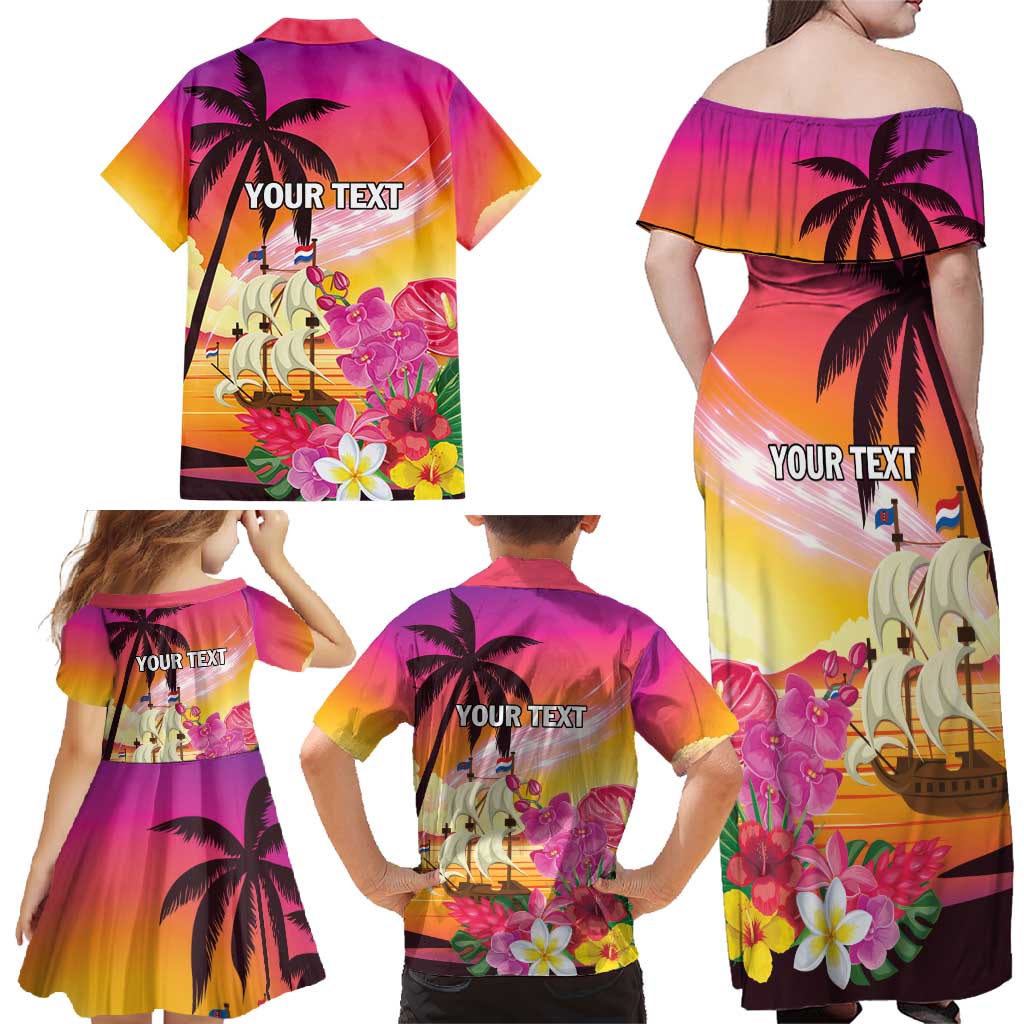 Curacao Football Custom Family Matching Off Shoulder Maxi Dress and Hawaiian Shirt Come On La Familia Azul