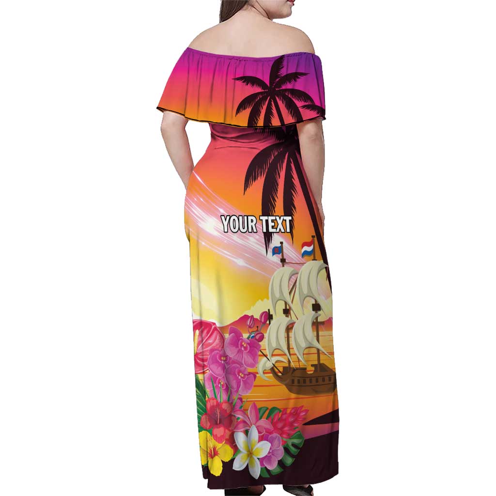 Curacao Football Custom Family Matching Off Shoulder Maxi Dress and Hawaiian Shirt Come On La Familia Azul