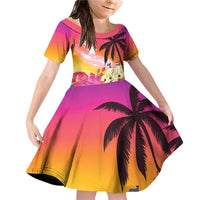 Curacao Football Custom Family Matching Off Shoulder Short Dress and Hawaiian Shirt Come On La Familia Azul