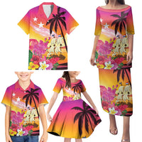 Curacao Football Custom Family Matching Puletasi and Hawaiian Shirt Come On La Familia Azul