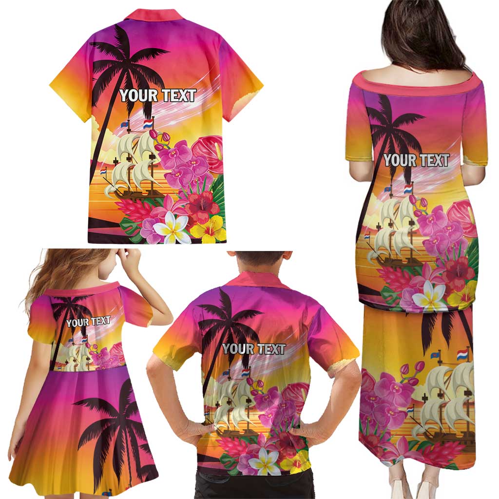Curacao Football Custom Family Matching Puletasi and Hawaiian Shirt Come On La Familia Azul