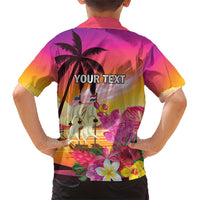 Curacao Football Custom Family Matching Short Sleeve Bodycon Dress and Hawaiian Shirt Come On La Familia Azul