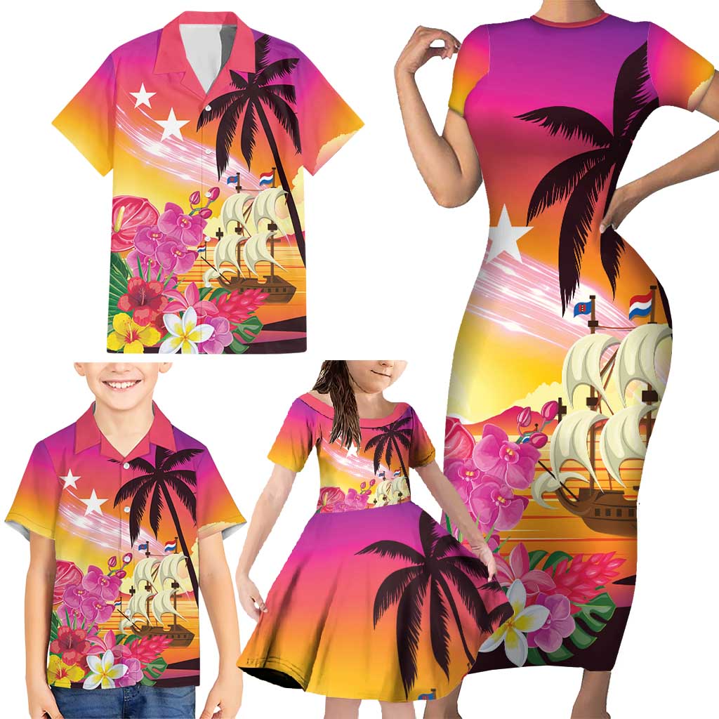 Curacao Football Custom Family Matching Short Sleeve Bodycon Dress and Hawaiian Shirt Come On La Familia Azul