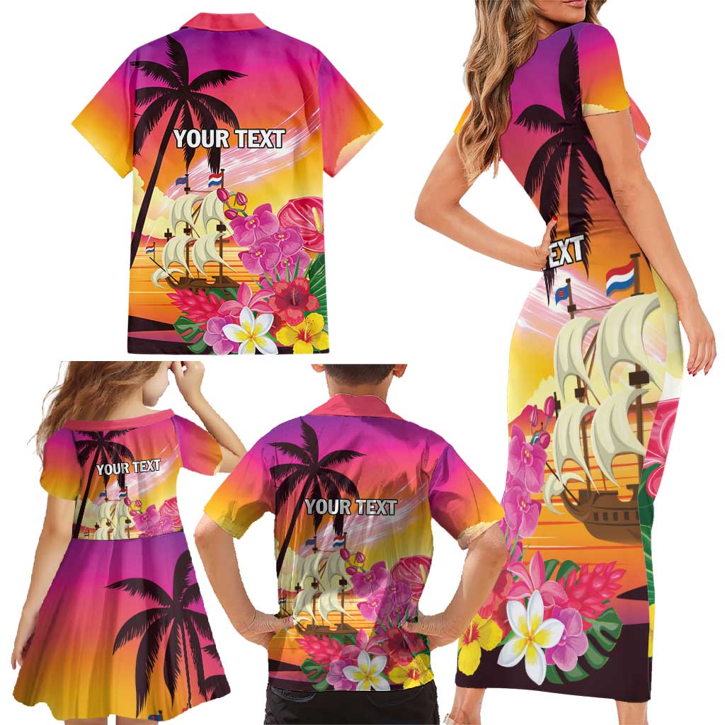 Curacao Football Custom Family Matching Short Sleeve Bodycon Dress and Hawaiian Shirt Come On La Familia Azul