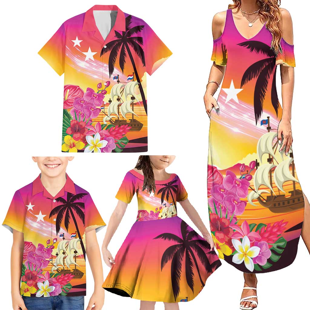 Curacao Football Custom Family Matching Summer Maxi Dress and Hawaiian Shirt Come On La Familia Azul