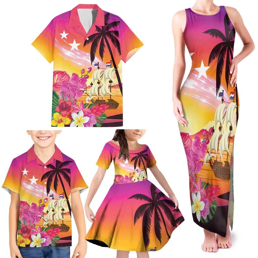 Curacao Football Custom Family Matching Tank Maxi Dress and Hawaiian Shirt Come On La Familia Azul