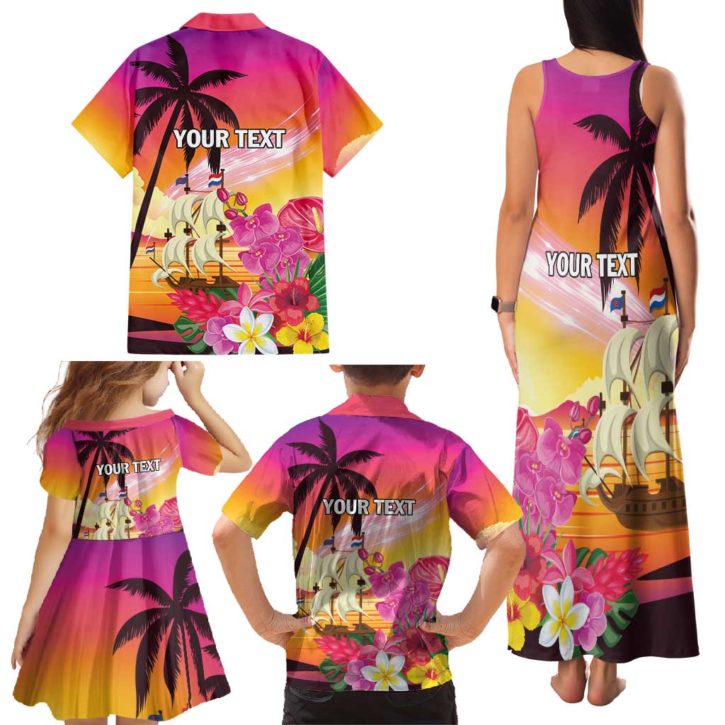 Curacao Football Custom Family Matching Tank Maxi Dress and Hawaiian Shirt Come On La Familia Azul
