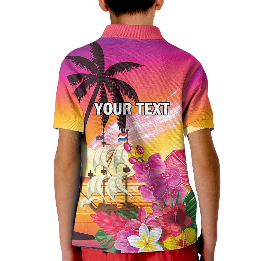 Curacao Football Custom Kid Polo Shirt Come On La Familia Azul