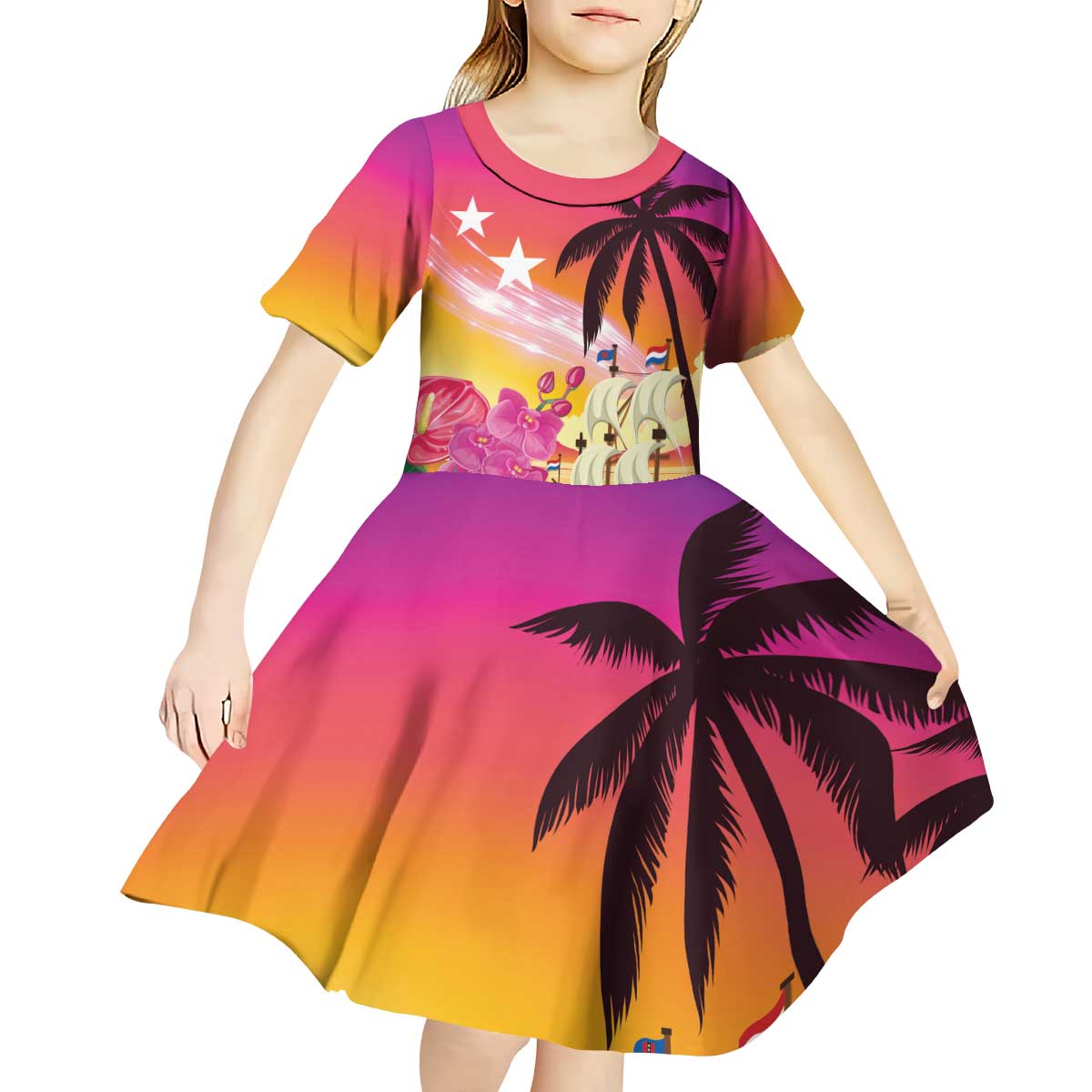 Curacao Football Custom Kid Short Sleeve Dress Come On La Familia Azul