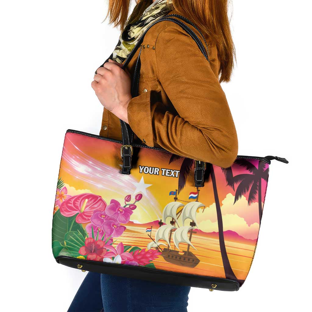 Curacao Football Custom Leather Tote Bag Come On La Familia Azul