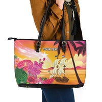 Curacao Football Custom Leather Tote Bag Come On La Familia Azul