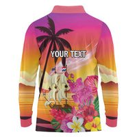 Curacao Football Custom Long Sleeve Polo Shirt Come On La Familia Azul