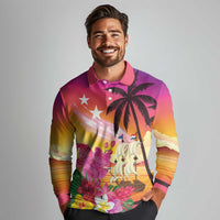 Curacao Football Custom Long Sleeve Polo Shirt Come On La Familia Azul