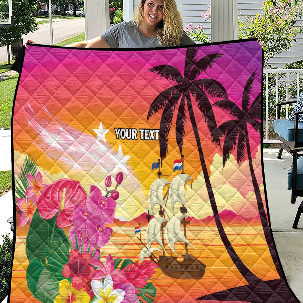 Curacao Football Custom Quilt Come On La Familia Azul