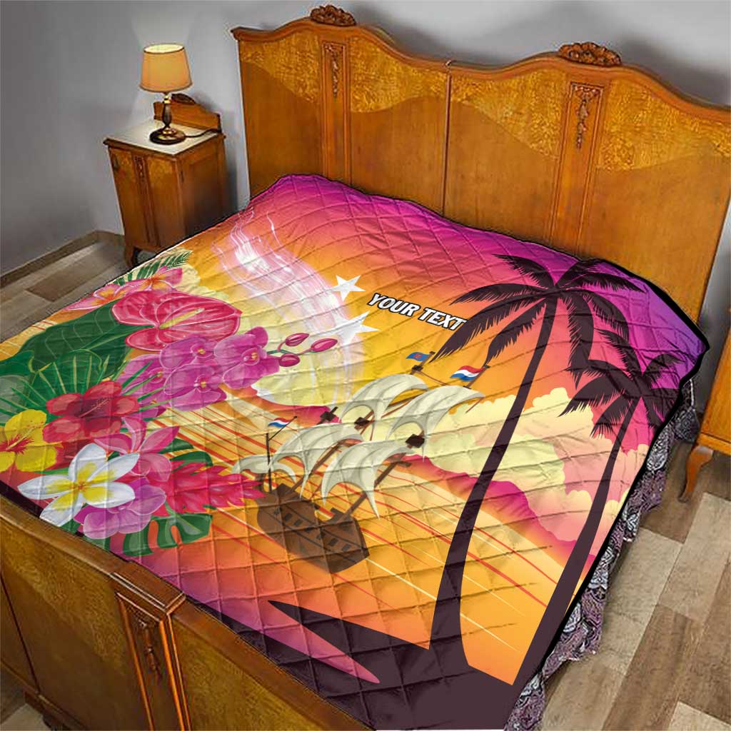 Curacao Football Custom Quilt Come On La Familia Azul