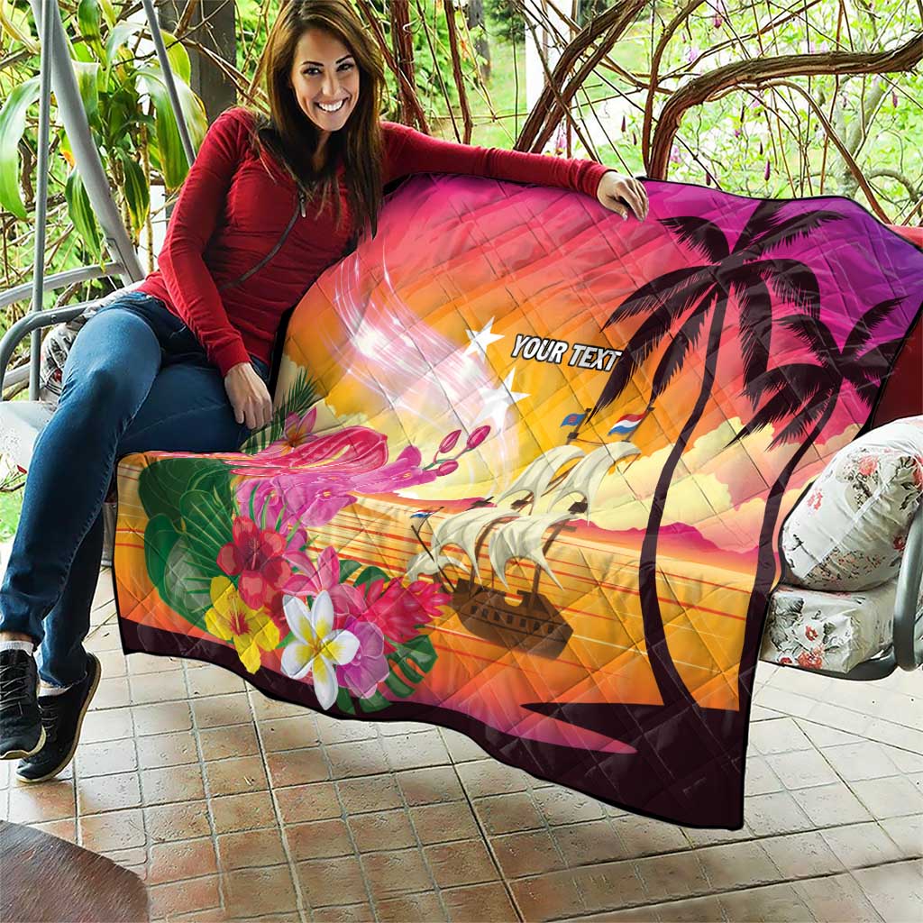 Curacao Football Custom Quilt Come On La Familia Azul