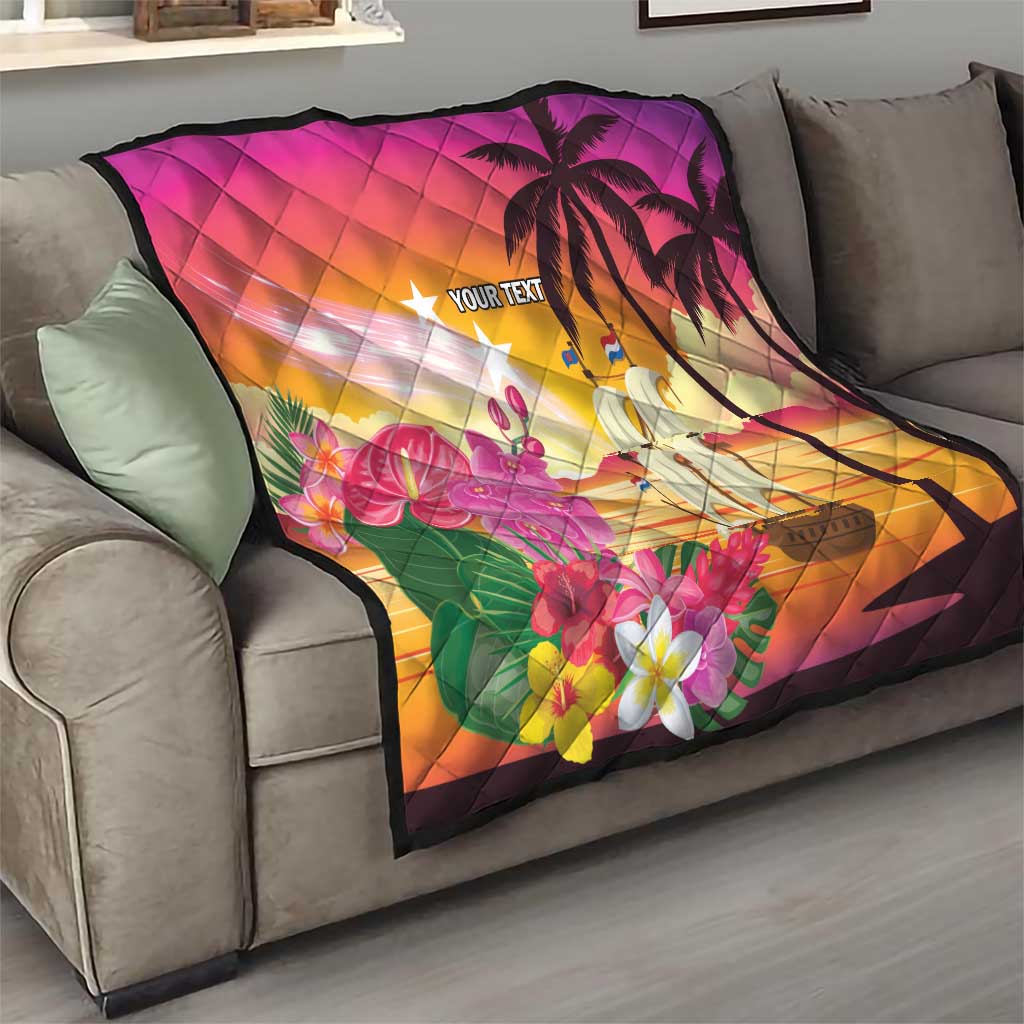 Curacao Football Custom Quilt Come On La Familia Azul