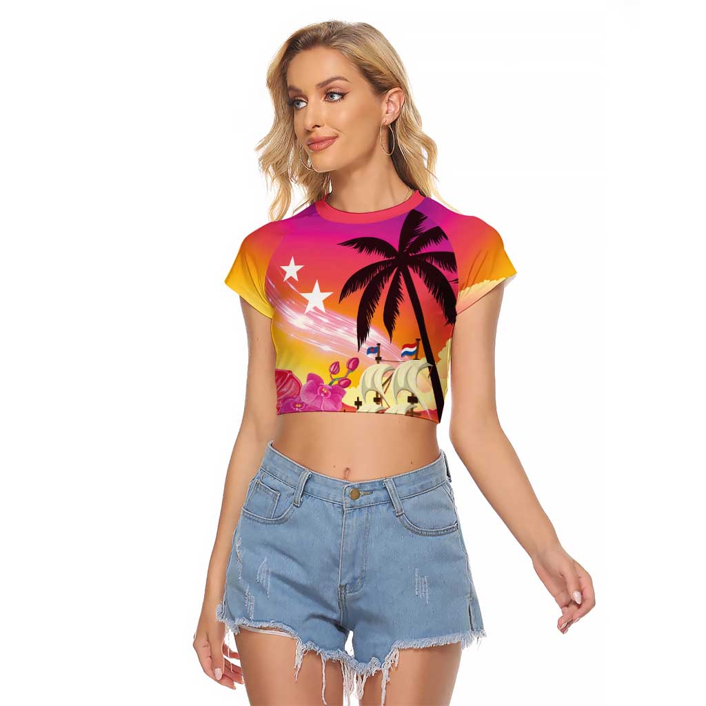 Curacao Football Custom Raglan Cropped T Shirt Come On La Familia Azul