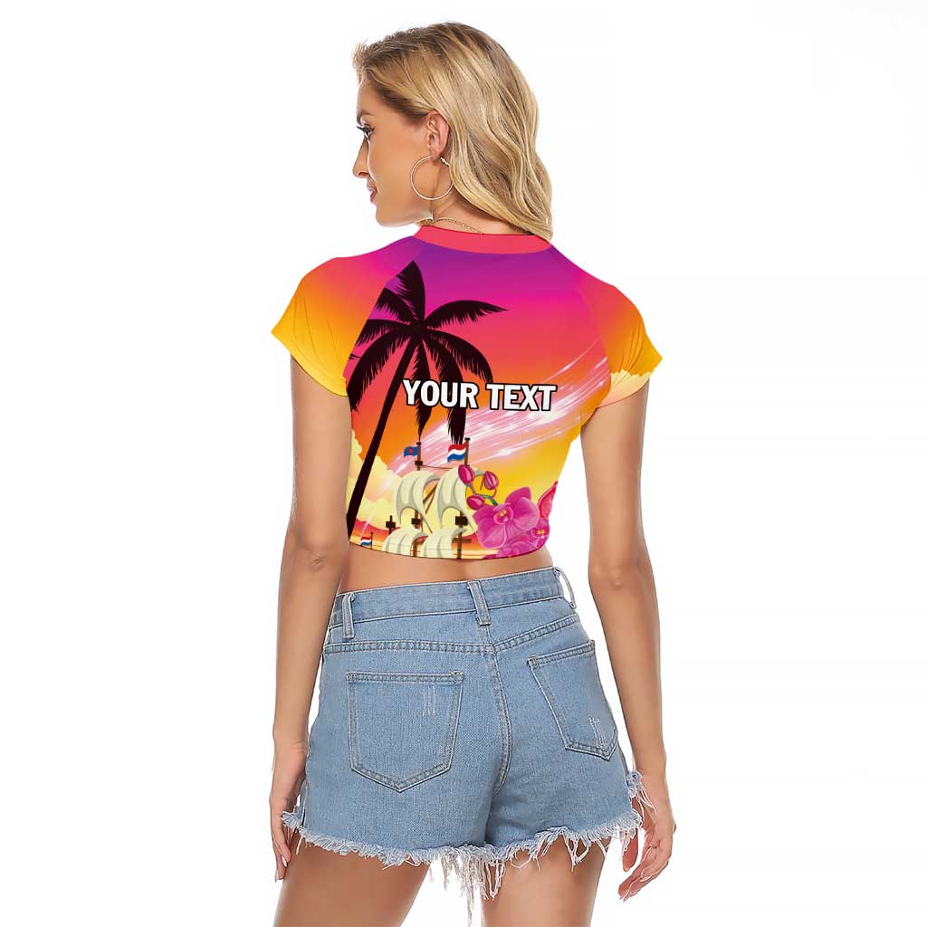 Curacao Football Custom Raglan Cropped T Shirt Come On La Familia Azul