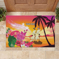 Curacao Football Custom Rubber Doormat Come On La Familia Azul