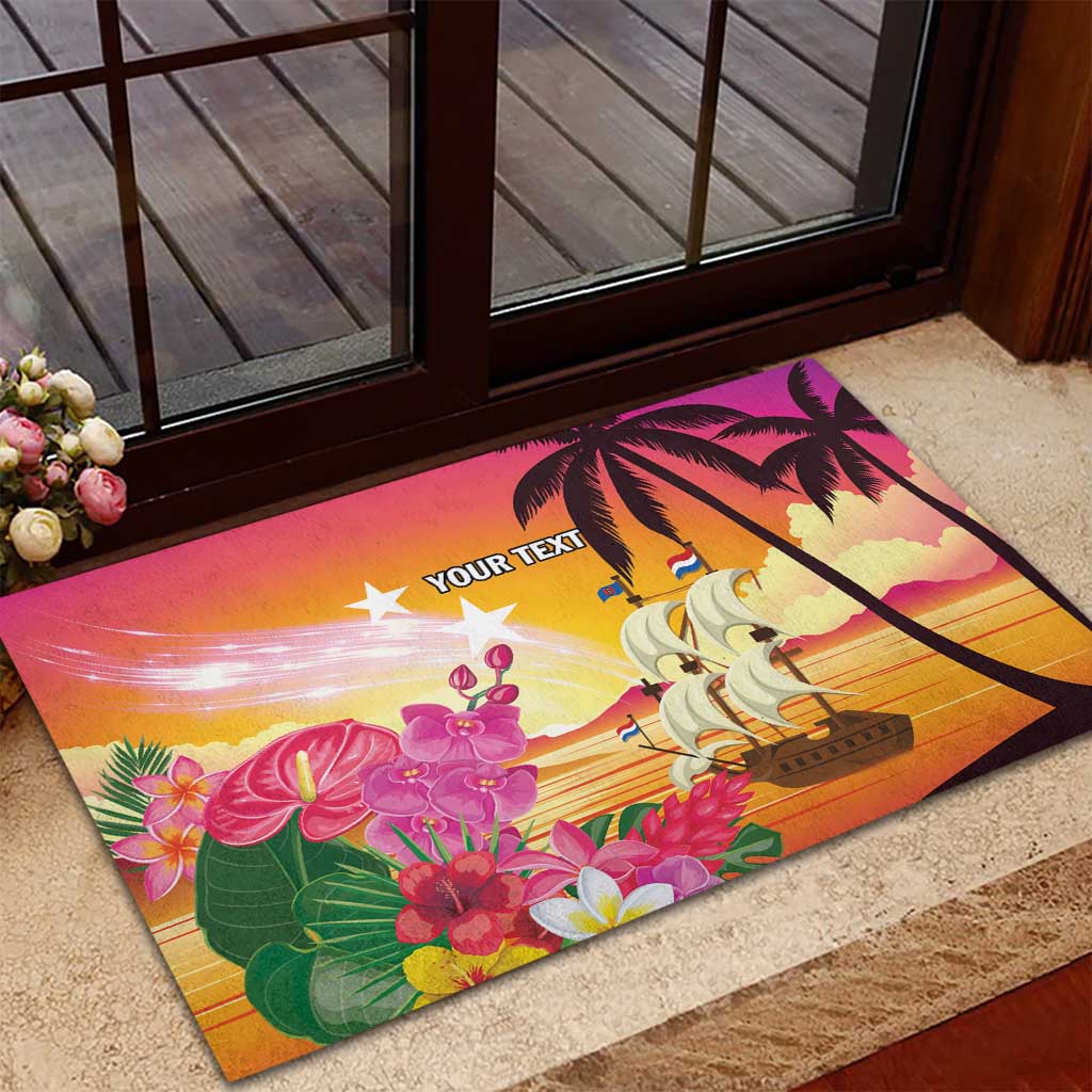 Curacao Football Custom Rubber Doormat Come On La Familia Azul