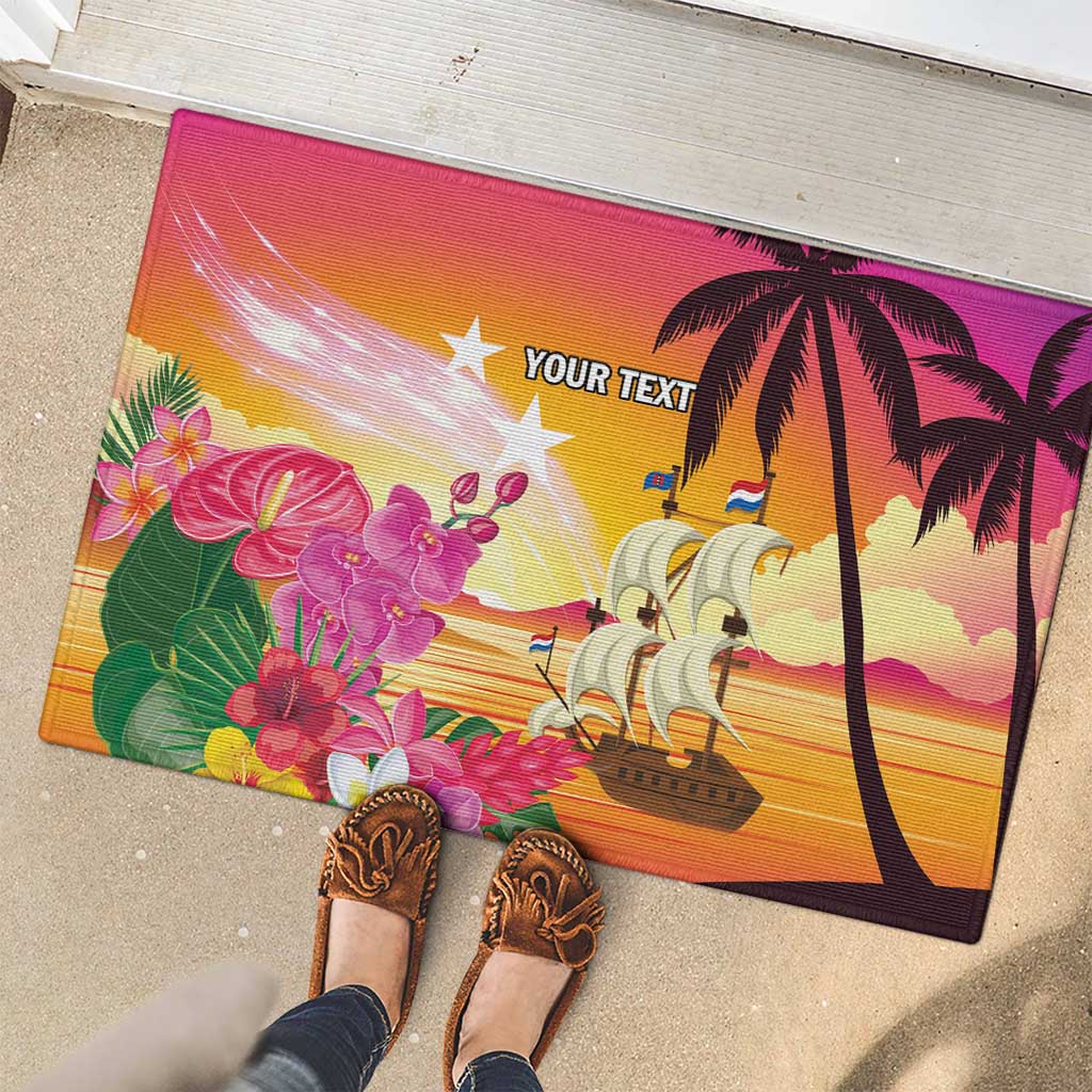 Curacao Football Custom Rubber Doormat Come On La Familia Azul