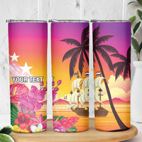 Curacao Football Custom Skinny Tumbler Come On La Familia Azul