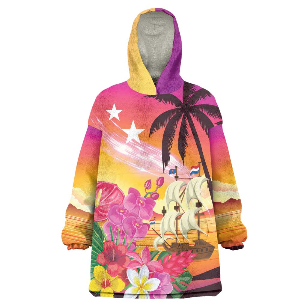 Curacao Football Custom Wearable Blanket Hoodie Come On La Familia Azul