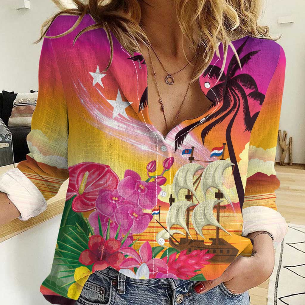 Curacao Football Custom Women Casual Shirt Come On La Familia Azul