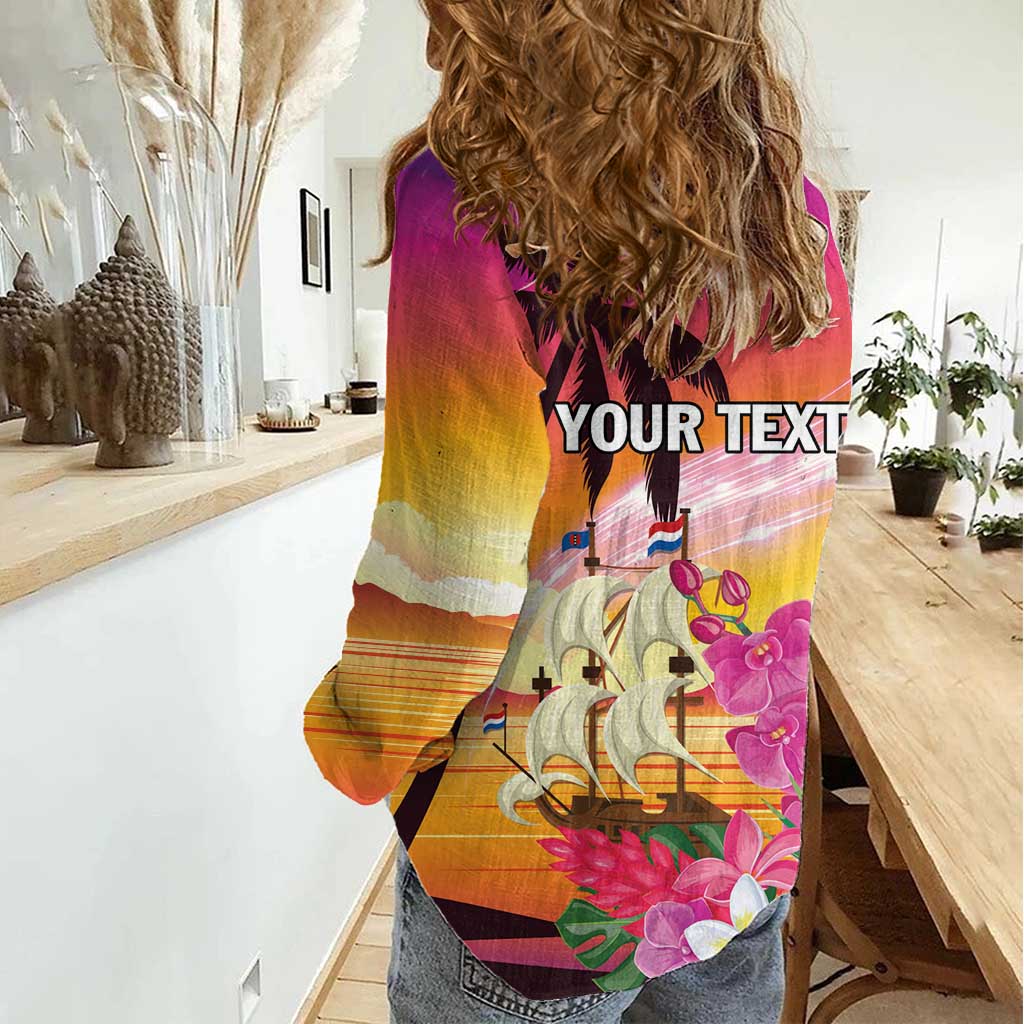 Curacao Football Custom Women Casual Shirt Come On La Familia Azul