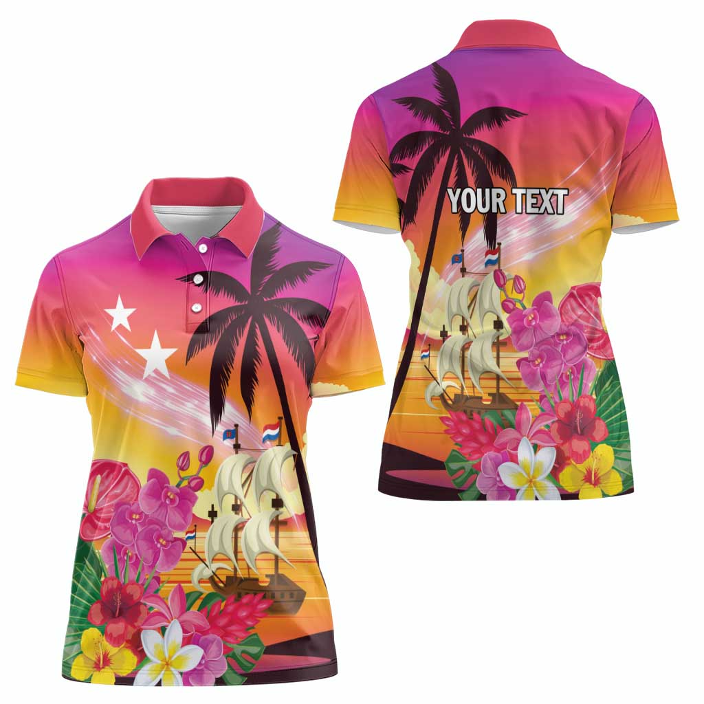 Curacao Football Custom Women Polo Shirt Come On La Familia Azul