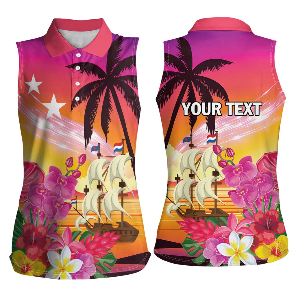 Curacao Football Custom Women Sleeveless Polo Shirt Come On La Familia Azul