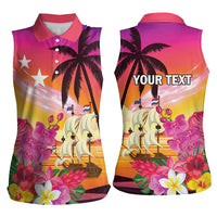 Curacao Football Custom Women Sleeveless Polo Shirt Come On La Familia Azul