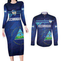 Nicaragua Football Custom Couples Matching Long Sleeve Bodycon Dress and Long Sleeve Button Shirt Come On Los Pinoleros