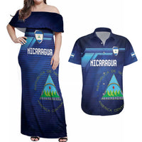 Nicaragua Football Custom Couples Matching Off Shoulder Maxi Dress and Hawaiian Shirt Come On Los Pinoleros
