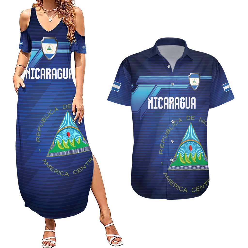 Nicaragua Football Custom Couples Matching Summer Maxi Dress and Hawaiian Shirt Come On Los Pinoleros