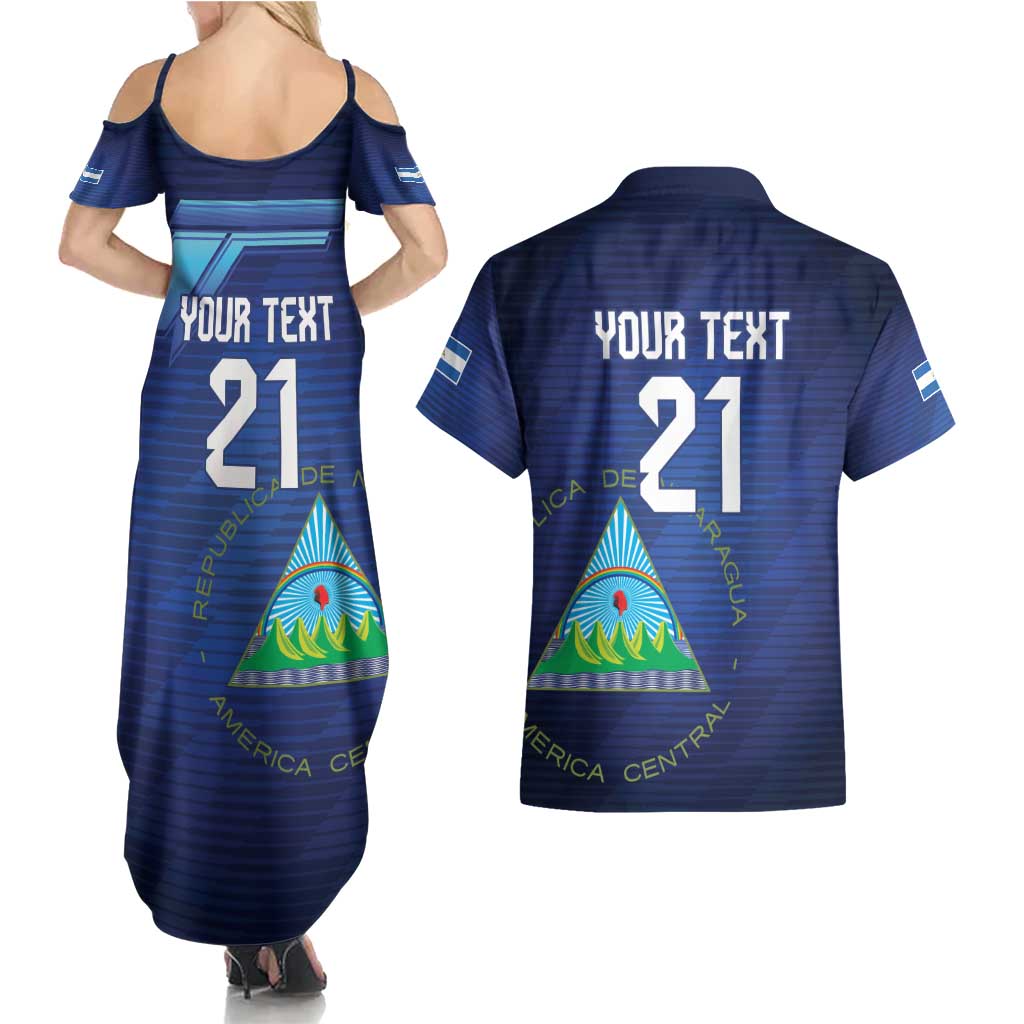 Nicaragua Football Custom Couples Matching Summer Maxi Dress and Hawaiian Shirt Come On Los Pinoleros