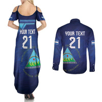Nicaragua Football Custom Couples Matching Summer Maxi Dress and Long Sleeve Button Shirt Come On Los Pinoleros