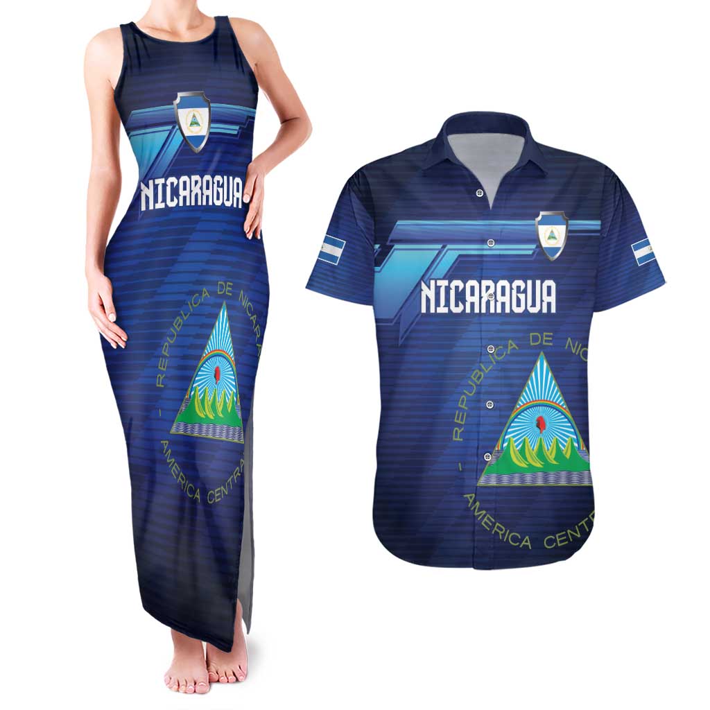 Nicaragua Football Custom Couples Matching Tank Maxi Dress and Hawaiian Shirt Come On Los Pinoleros