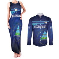 Nicaragua Football Custom Couples Matching Tank Maxi Dress and Long Sleeve Button Shirt Come On Los Pinoleros