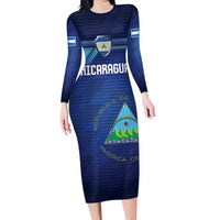 Nicaragua Football Custom Family Matching Long Sleeve Bodycon Dress and Hawaiian Shirt Come On Los Pinoleros
